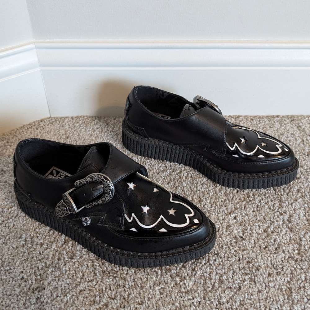 T.U.K Black and White Platform Shoes